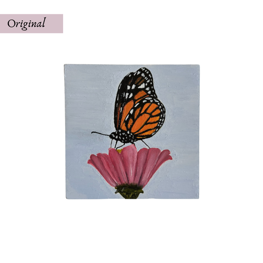 Original 5"x5" Monarch Acrylic Painting