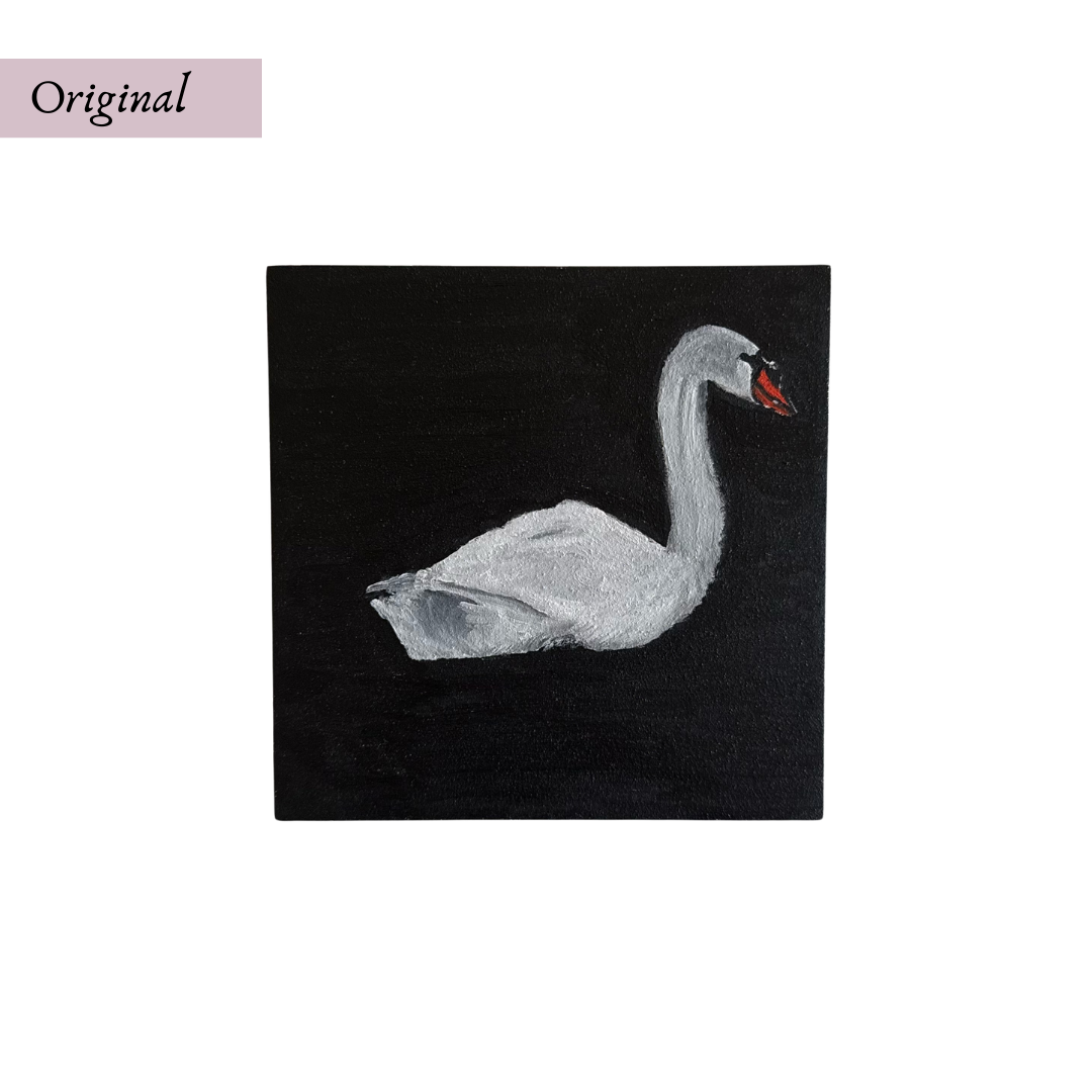 Original 5"x5" Swan Acrylic Painting