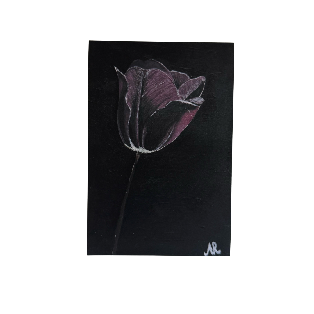 4"x6" Black Tulip Art Print