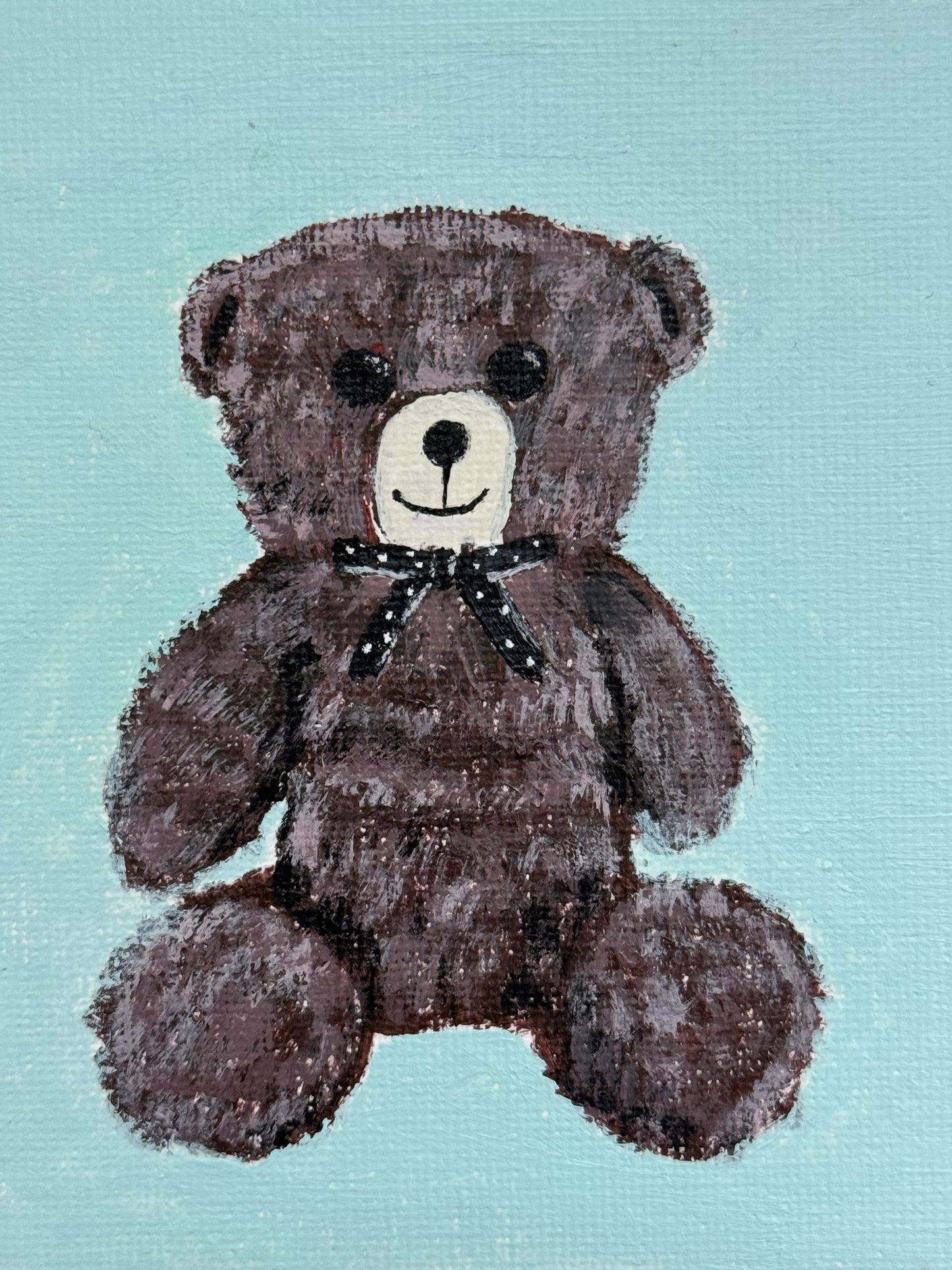 Original 5"x5" Mint Teddy Acrylic Painting