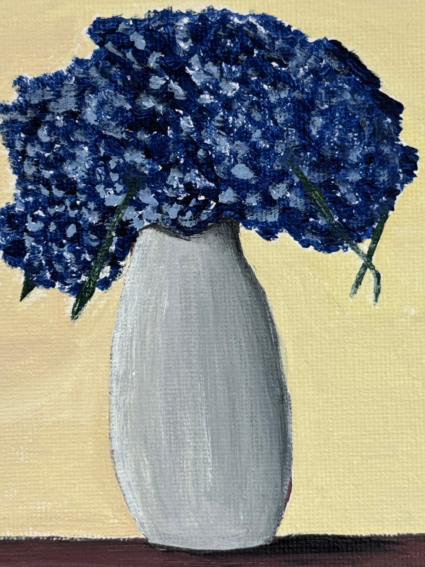 Original 5"x5" Blue Hydrangea Acrylic Painting