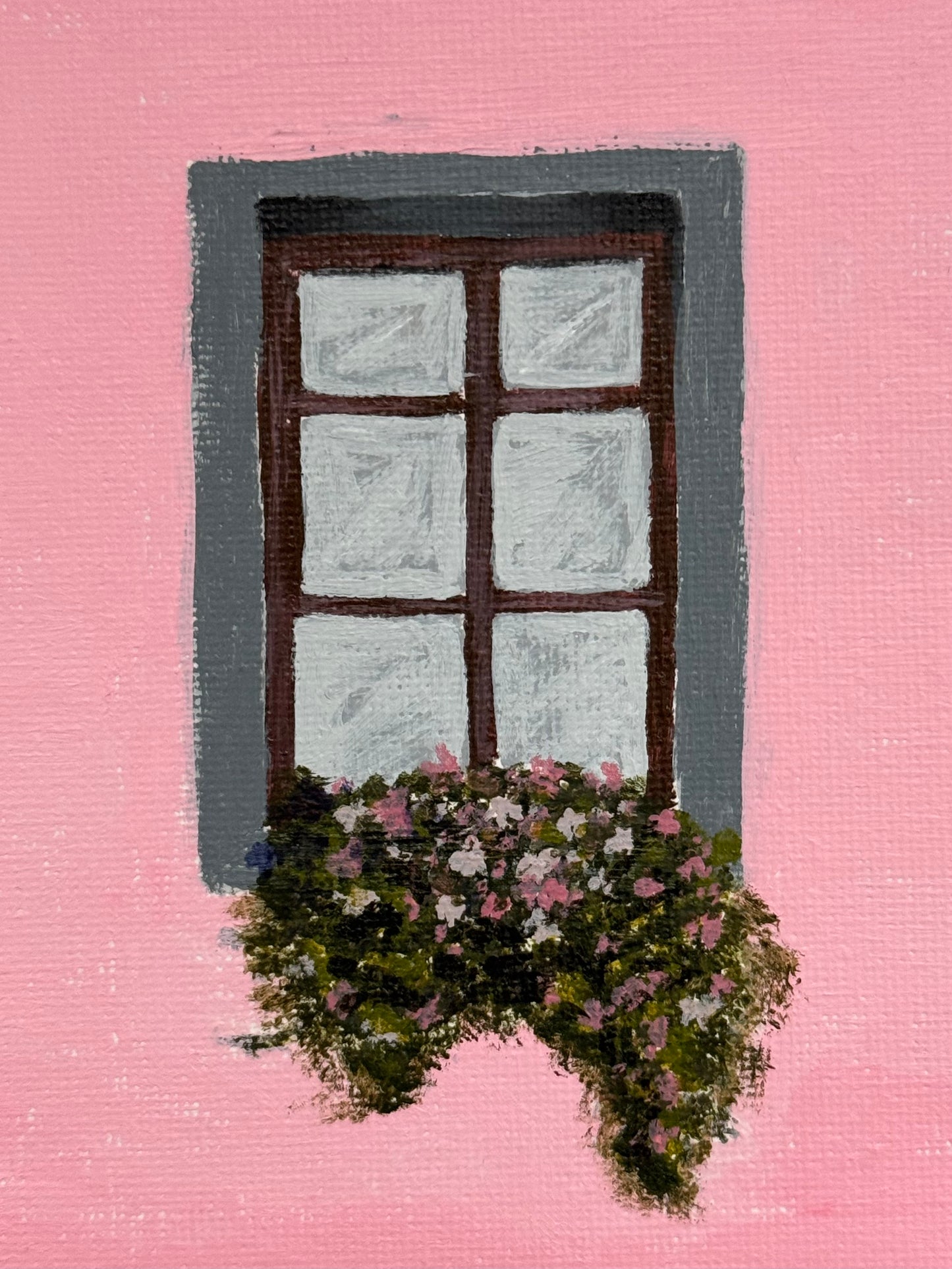 Original 5"x5" Floral Window Acrylic Painting